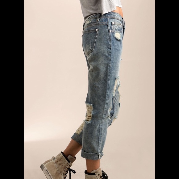Pol Distressed Straight Fitted Denim Jean Med Wash - Picture 3 of 4